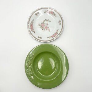 2PC VTG Positano & Fairfield China Decorative Plate Set | MCM Romantic Granny